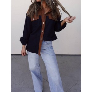 Women's Contrast Corduroy Shacket - AEMI + CO - 1 of 2