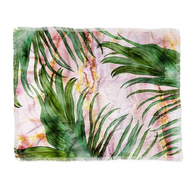 Marta Barragan Camarasa Palm Leaf Woven Throw Blanket Pink - Deny Designs