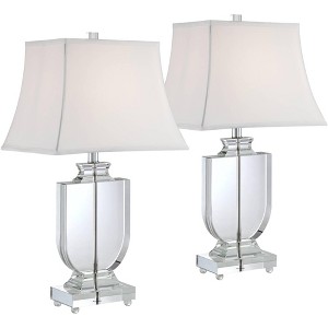 Vienna Full Spectrum Tilde 26 1/4" Tall Urn Modern Table Lamps Set of 2 Clear Crystal White Shade Living Room Bedroom Bedside Nightstand House Office - 1 of 4