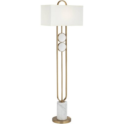 Pacific Coast Lighting Disc Modern 68" Tall Standing Floor Lamp Marble Gold Finish Living Room Bedroom House Reading Office Rectangle White Shade