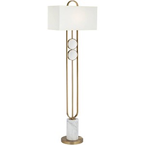 Pacific Coast Lighting Disc Modern 68" Tall Standing Floor Lamp Marble Gold Finish Living Room Bedroom House Reading Office Rectangle White Shade - 1 of 4