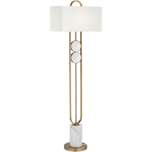 Pacific Coast Lighting Disc Modern 68" Tall Standing Floor Lamp Marble Gold Finish Living Room Bedroom House Reading Office Rectangle White Shade - image 1 of 4