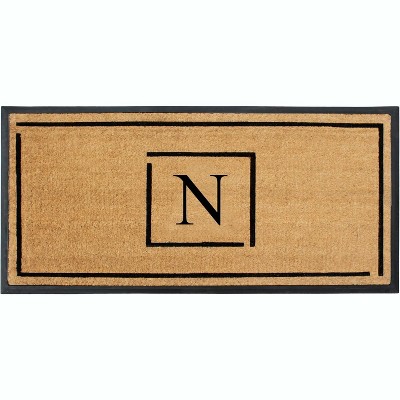 A1HC Natural Coir Monogrammed Doormat, Anti-Shed Treated Durable Front Door Mat for Outdoor Entrance, Easy to Clean Entrymat 24"x48"