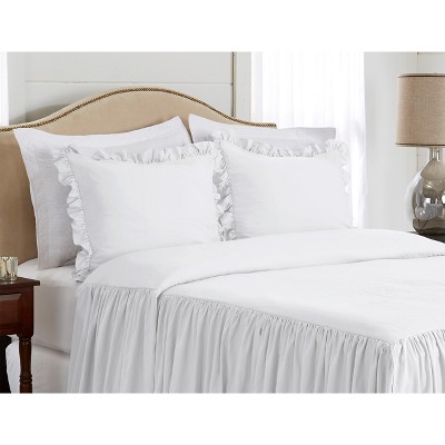 Sweet Jojo Designs Gender Neutral Unisex Queen Duvet Cover Bedding Set Gathered Bedspread White 3pc — фото 4