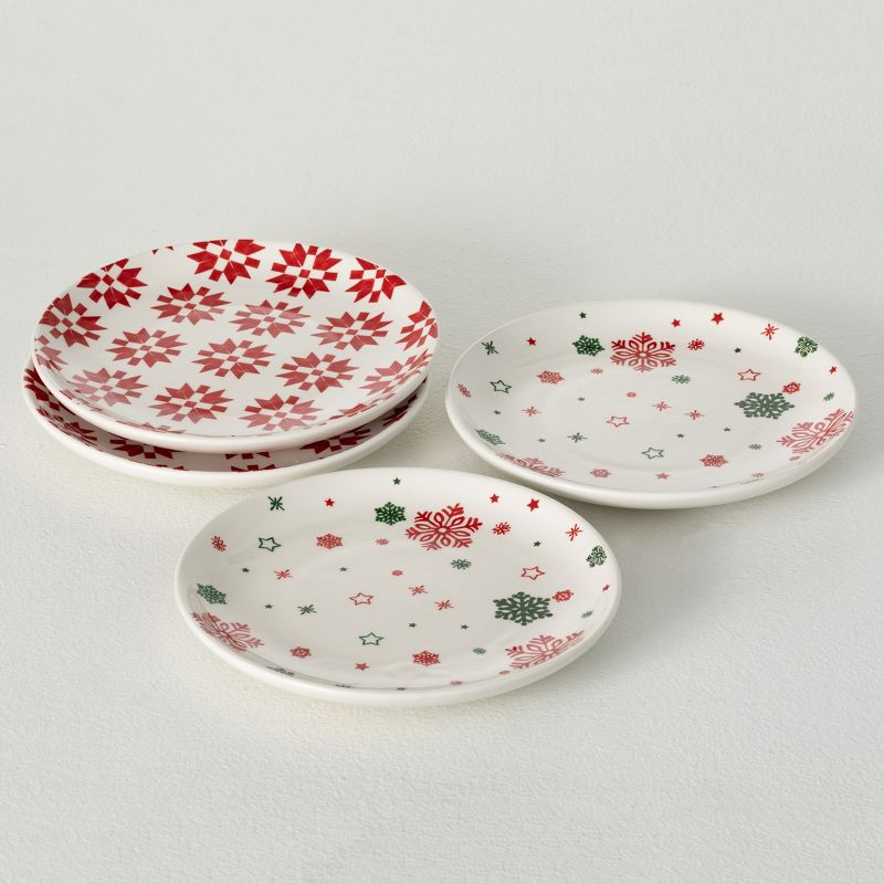 8" Sullivans Quilt-Patterned Snack Plates - Set of 4, Multicolored, 1 of 6