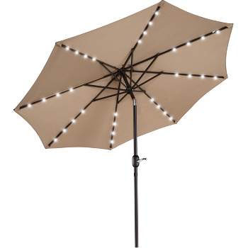 Nature Spring Patio Umbrella with Solar LED Lights - 9', Beige