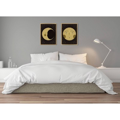 Sylvie Moon and Sun Gold and Black Canvas Print Set