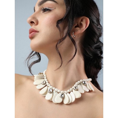 SOHI Women's Daisy White Party Stone Statement Necklace