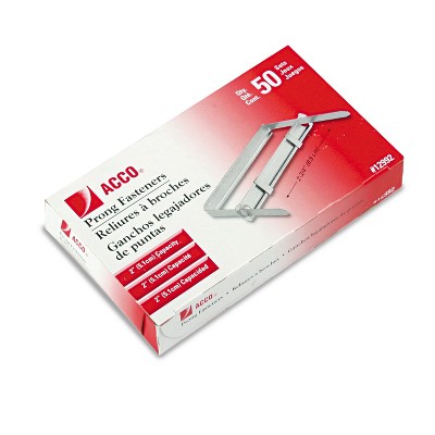 ACCO Standard Two-Piece Paper File Fasteners 2" Capacity 2 3/4" Center 50/Box 12992
