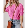 Women's Short Sleeve Round Neck Pullover Sweater - Breathable Open Knit Casual Top - 4 of 4