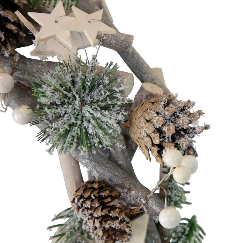 Northlight 12" Natural Branch with Stars and Berries Christmas Wreath, 3 of 4