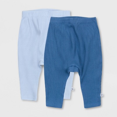 Honest Baby Boys' 2pk Organic Cotton Chunky Rib Harem Pull-On Pants - Blue 3-6M