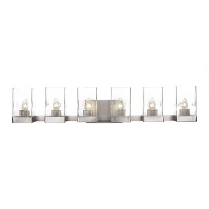 Toltec Lighting Nouvelle 6 - Light Vanity in  Graphite with 4" Square Clear Bubble Shade - 1 of 1