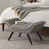 Tufted Fabric Ottoman, Accent Bench With Rivet Nail Decoration, Sloping End, Modern Horn Shaped Design Ottoman For Bedroom Living Room Home Office - 2 of 4