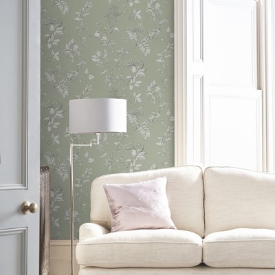 Laura Ashley Elderwood Sage Floral Botanical Wallpaper