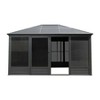 DOMETOUR 11.2x14.6FT Sunroom Aluminum Hardtop Gazebo with Steel Roof, Movable PVC Walls & Sliding Doors for Patio, Gray - 2 of 4
