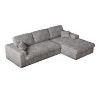 114.5'' Modular Corduroy L-Shaped Sofa with Recliner, 2-in-1 Convertible Floor Couch with Foam Cushions and Neck Support Pillows for Living Room - 4 of 4