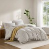 Okak Queen/King 3-Piece Linen Bed Duvet Cover Set with Vertical Stripes Pattern,Comfortable Coverlet Bedding Sets,Machine Washable - 2 of 4