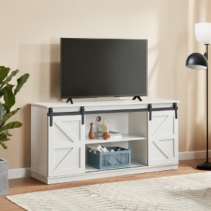 COMHOMA 58" TV Stand and Entertainment Center for TVs up to 65 Inches, with Sliding Barn Doors, Storage Cabinets - 1 of 4