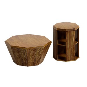NicBex Modern Octagonal Coffee Table Set of 2 with 2-Tier Open Shelves for Living Room - 1 of 4