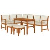 vidaXL Garden Dining Set Cream White, Natural Wood - 3 of 4