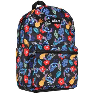 Disney Lilo & Stitch Tropical Leaves Pineapple 17" Travel Laptop Backpack Black - 1 of 4