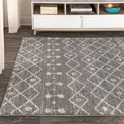 Modern Moroccan-Inspired Gray Synthetic Area Rug - Easy Care 3x5