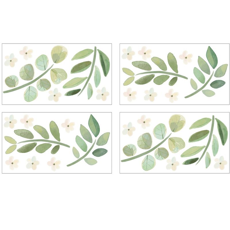 Sweet Jojo Designs Girl Wall Decal Stickers Art Nursery Décor Botanical Leaf Green and White 4pc, 3 of 4