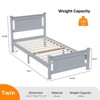 VINGLI Twin Bed Frame Solid Wood Platform Bed Frame, Single Panel Bed with Headboard, No Box Spring Needed Panel Bed, Wood Slat Support, Gray - 2 of 4