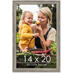 PosterPalooza | 14x20 Thin Barnwood Picture Frame, UV Acrylic, 2 Finishes - Grey and Black - 1 of 4