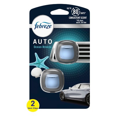 Febreze AUTO Air Freshener Vent Clip Evening Woods Scent, .07 oz. Car Vent Clip, Pack of 2