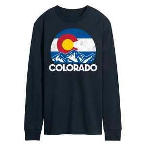 Men's - Instant Message - Retro Colorado Flag Mountains Long Sleeve Graphic T-Shirt - 1 of 4