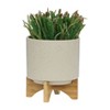 Okak Ceramic Plant Pot with Wooden Stand Elevated Flower Planter for Herbs, Vegetables, Fruits, Indoor/Outdoor, 2 Pack/1 Pack,10 Options - 3 of 4