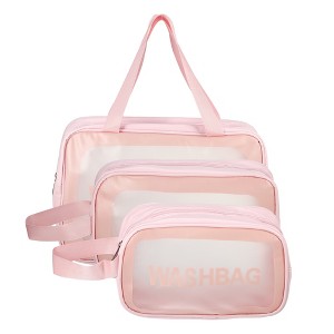 Unique Bargains Women's Portable Transparent Wash Makeup Bag 3 Pcs - 1 of 4