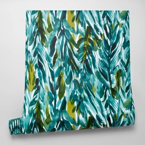 Leaves Peel & Stick Wallpaper Green - Opalhouse™: Removable Vinyl, Botanical Leaf Pattern, Self-Adhesive, 27.5 Sq Ft Coverage - 1 of 4