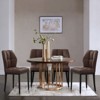 Bekrvio Mid Century Modern Dining Chairs, Upholstered Leather Armless Chairs with Checkered Pattern Back, for Kitchen & Dining Room - 4 of 4