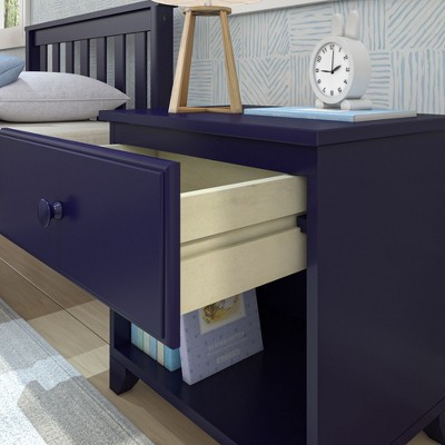 Max & Lily Blue Solid Wood Kids Nightstand with Drawer