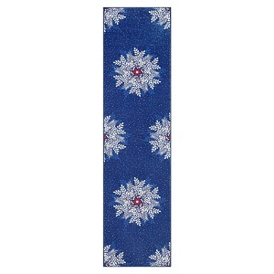 Coolmee Christmas Snowflakes Living Room Rug Non Slip Low Pile Washable Carpet for Bedroom Office Hallway Outdoor Rug Blue - 1 of 4