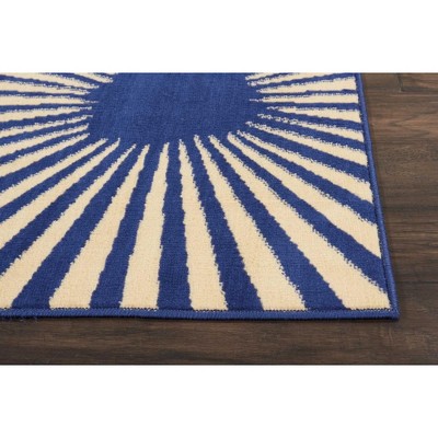 Reversible Hand-Knotted Navy Synthetic 8' x 10' Area Rug