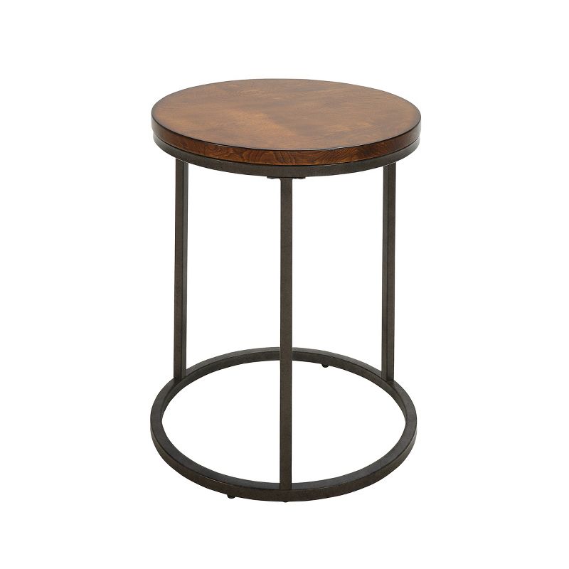 18" Edie Round Thick Top Accent Table Chestnut Brown/Silver - Carolina Chair & Table, 1 of 5
