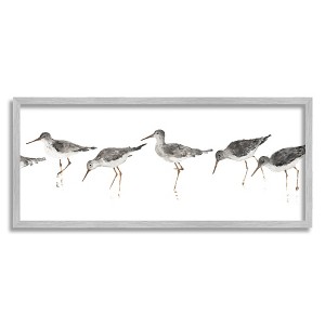 Stupell Industries Beach Bird Sandpipers Minimal Grey White Painting - 1 of 4