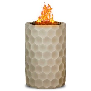 Four Seasons Courtyard 11.8" Steel Smokeless Propane Gas Fire Pit Round Honeycomb Stone Fireplace with Cover for Outdoor Backyard Patio Heating, Brown - 1 of 4