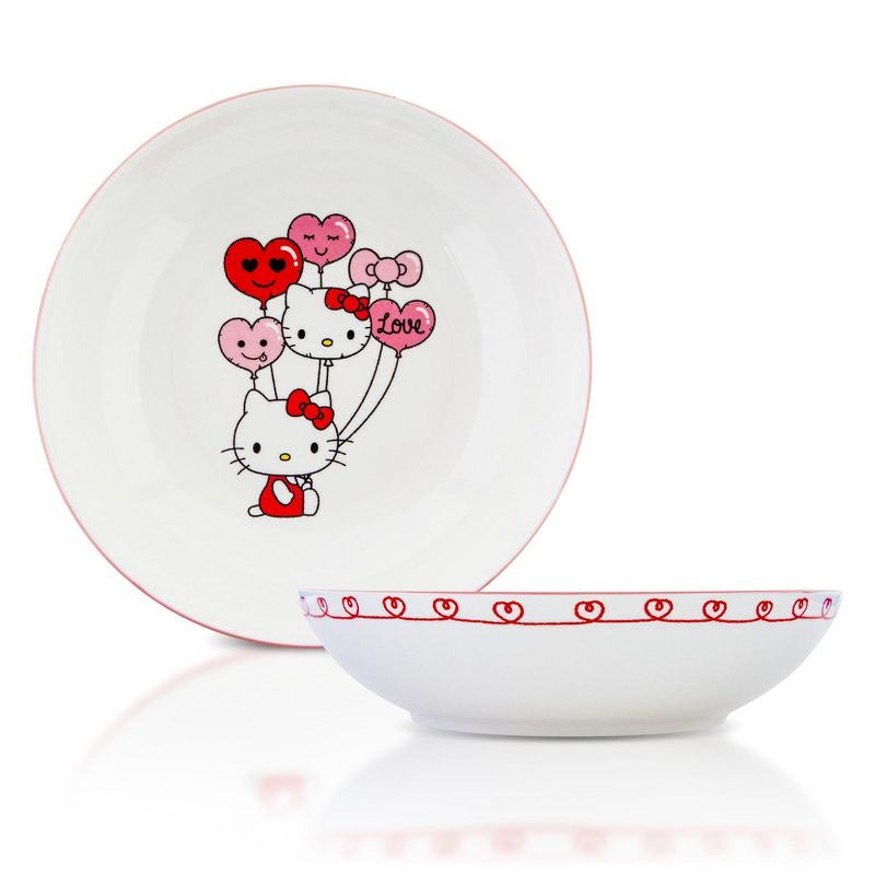 Silver Buffalo Sanrio Hello Kitty Balloons 9-Inch Ceramic Coupe Dinner Bowl, 1 of 7