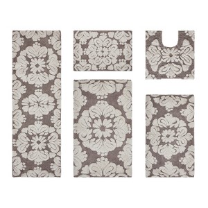 Medallion Collection 5 Piece 100% Cotton Tufted Bathroom Rug Set  with Non-Slip Backing, Machine Washable, Tumble Dry Bath Mat - 1 of 4