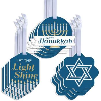 Big Dot of Happiness Happy Hanukkah - Assorted Hanging Chanukah Holiday Party Favor Tags - Gift Tag Toppers - Set of 12