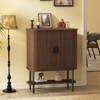 Coffee Bar Cabinet with Sliding Doors, Glass Holder & Wine Rack, Buffet Sideboard Liquor Cabinet - 3 of 4