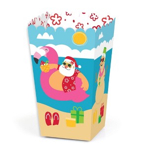 Big Dot of Happiness Tropical Christmas - Beach Santa Holiday Party Favor Popcorn Treat Boxes - Set of 12 - 1 of 4