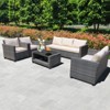 5-Piece Patio Furniture Set,PE Rattan Wicker Sectional Sofa Set with Coffee Table - 2 of 4