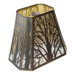 ALUCSET Metal Lamp Shade, Rectangular Cut Corner Bell (5+6.5) " Top x (8+12)" Bottom x 10" High Medium Lampshade, Antique Bronze and Gold,  Spider - 1 of 4