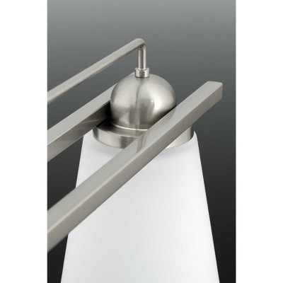 Brushed Nickel 4-Light Bath Vanity with Etched Glass Shades